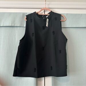 LOFT Embellished Black Tank Top Sz XXL NWT